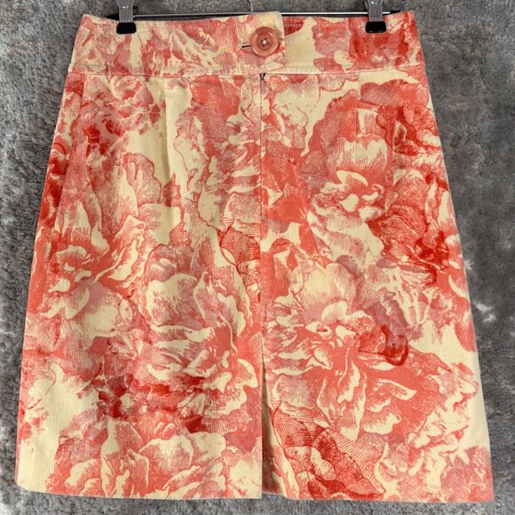Elevenses Sz 4 Peachy Floral Soft Corduroy A-Line Skirt Lined Anthropologie Boho - Picture 3 of 6